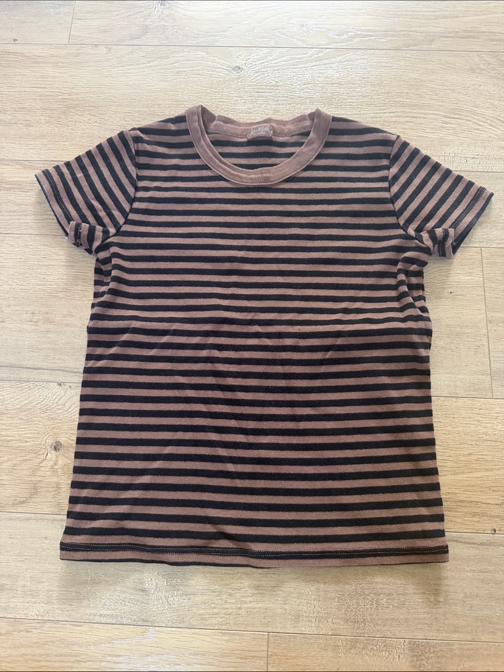 Brandy Melville Striped Short-Sleeve Tee in Brown & Black